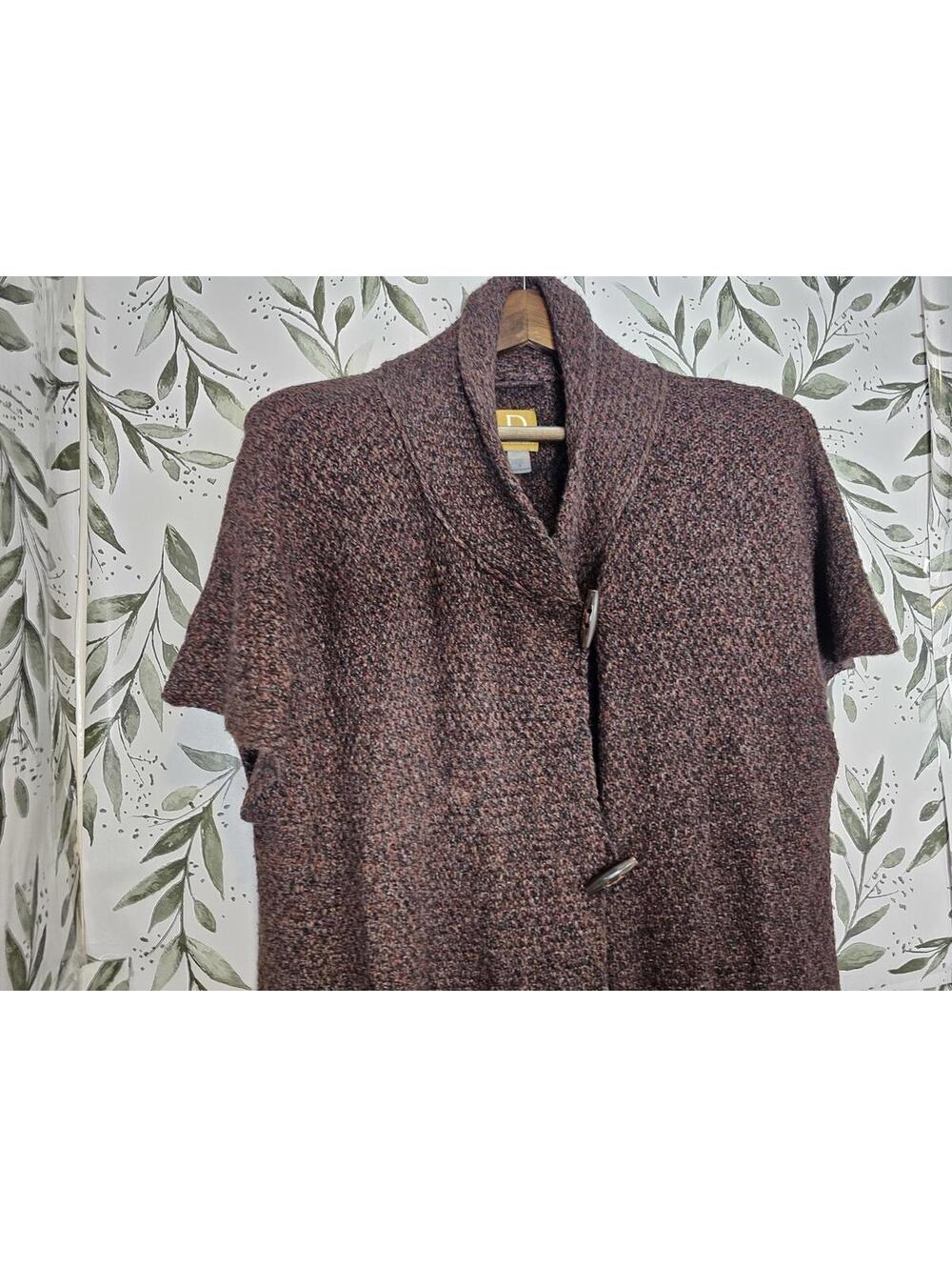 Damask Cardigan Sweater Brown Womens Size S